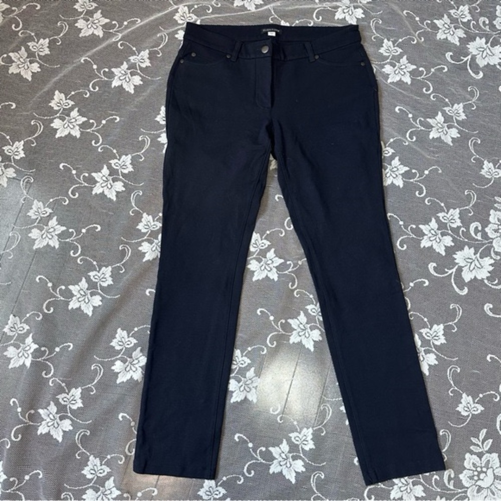 Eileen Fisher Navy Stretch Slim Fit  Straight Leg Pant Sz Small
